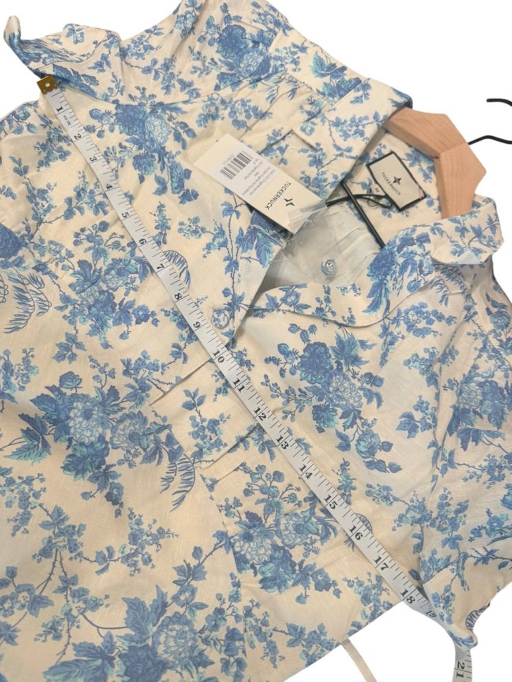 Tuckernuck NWT Forget Me Not Blue Floral Bellamy Midi Dress Line Cotton Size M - Picture 6 of 12